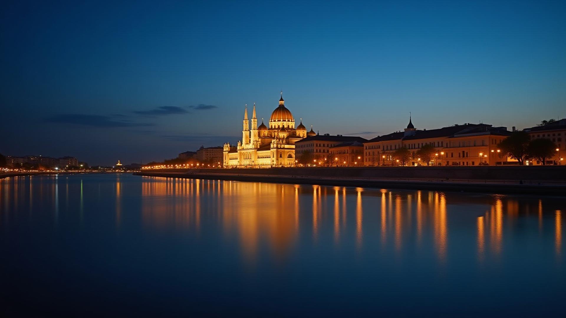 Blick auf die Basílica del Pilar in Zaragoza während der Dämmerung